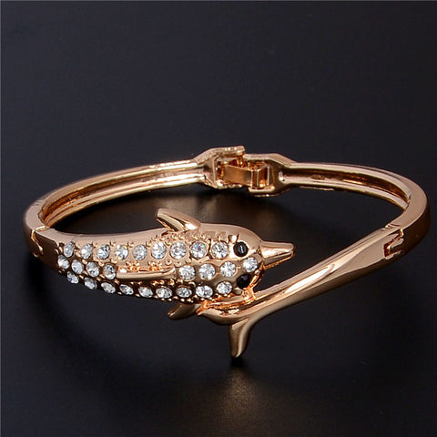 Wholesale Shiny Gold Dolphin Bangles