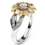 Sunflower Crystal Wedding Rings