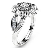 Sunflower Crystal Wedding Rings