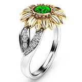 Sunflower Crystal Wedding Rings