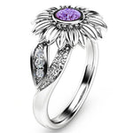 Sunflower Crystal Wedding Rings