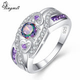 Purple White CZ SilverRing Size 6 7 8 9