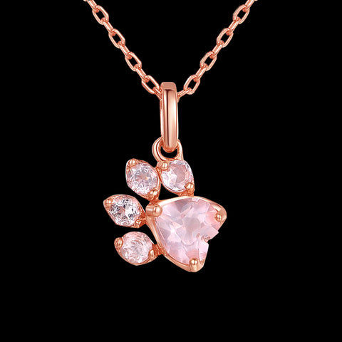 New Rose Gold Dog Paw Footprint Necklaces