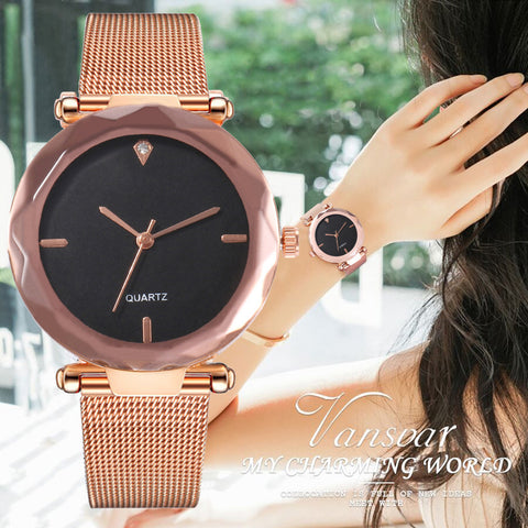 Rose Gold Mesh Watch